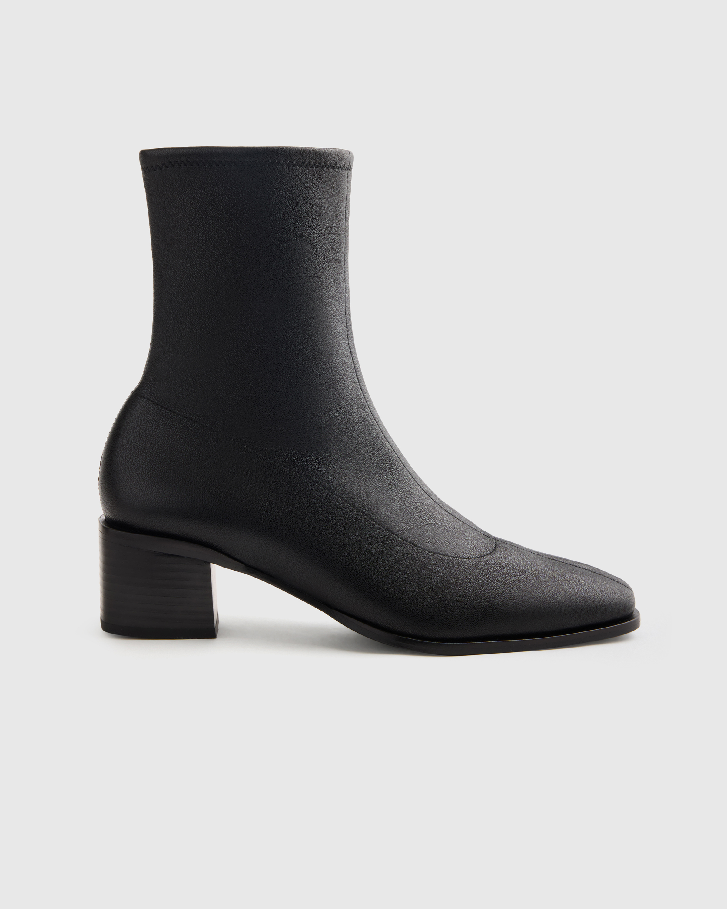 Black Italian Leather Stretch Sock Bootie