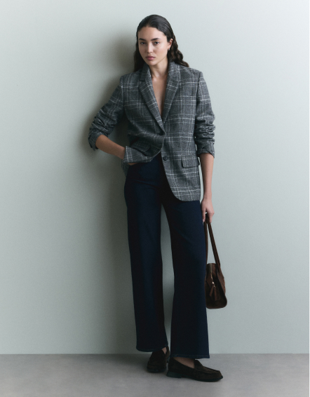 Classic Glen Plaid Italian Wool Oversized Blazer