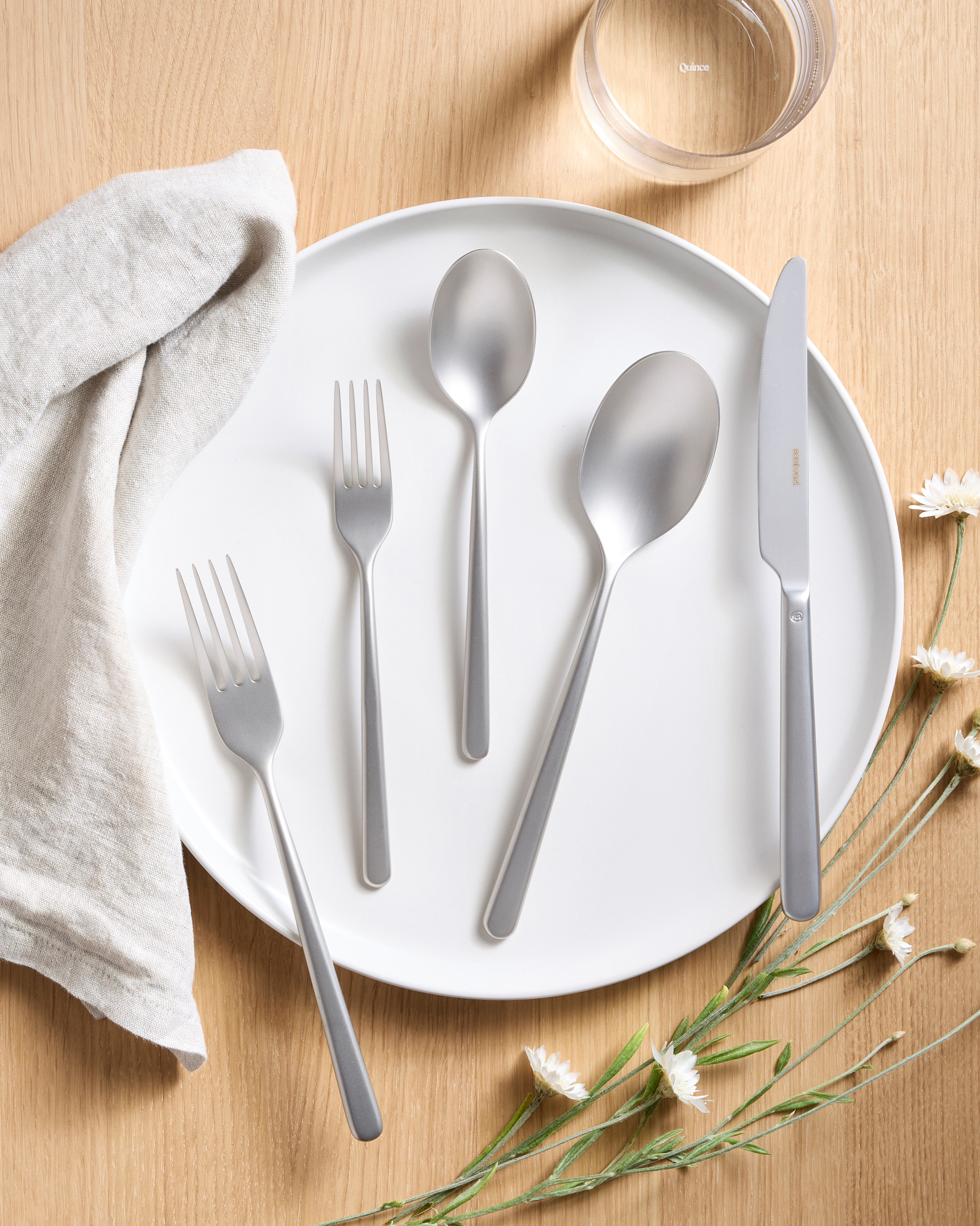 Gia Minimalist 20 Piece Flatware Set - Brushed Stainless Steel