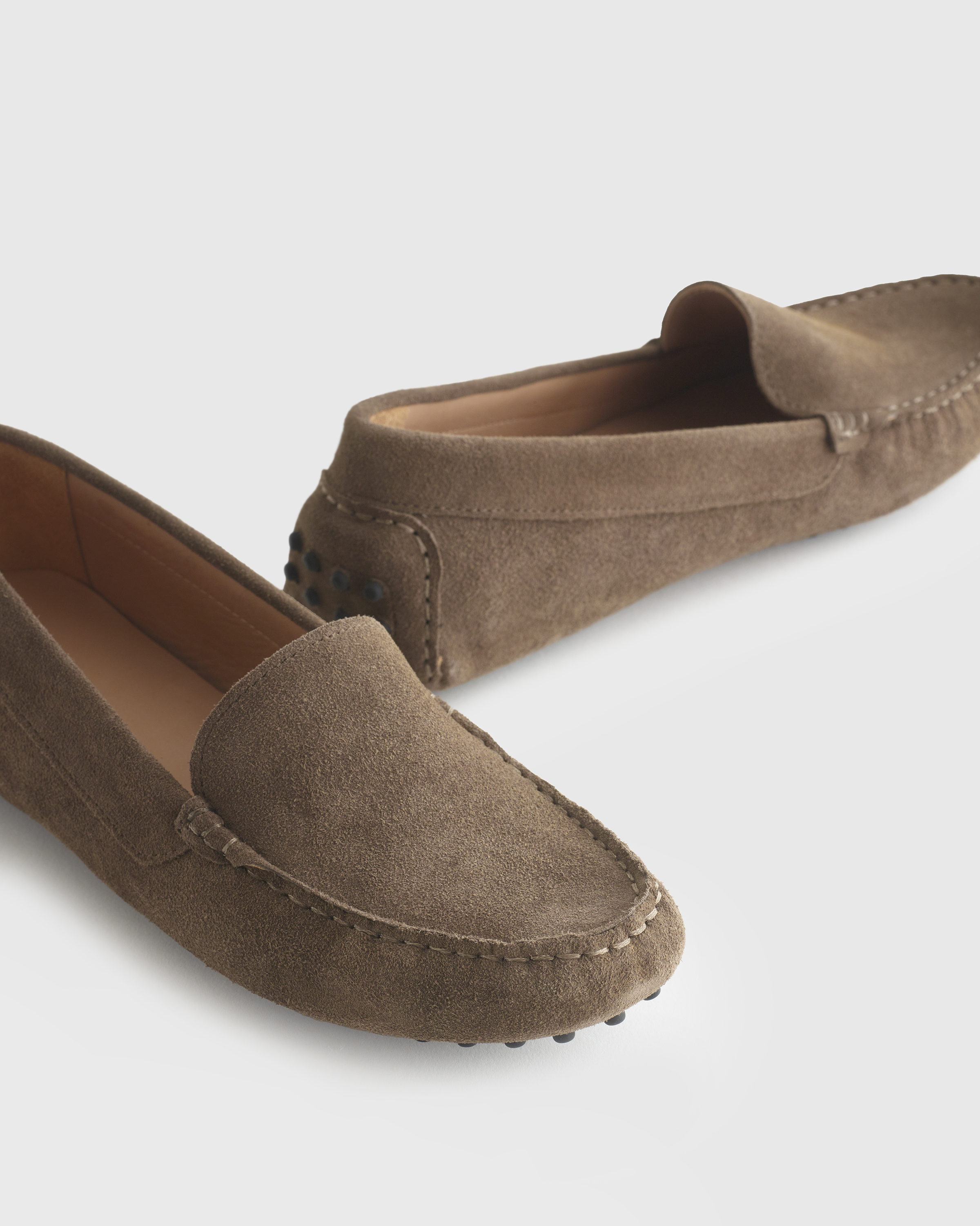 Genuine Suede Driver Loafer in Medium Brown