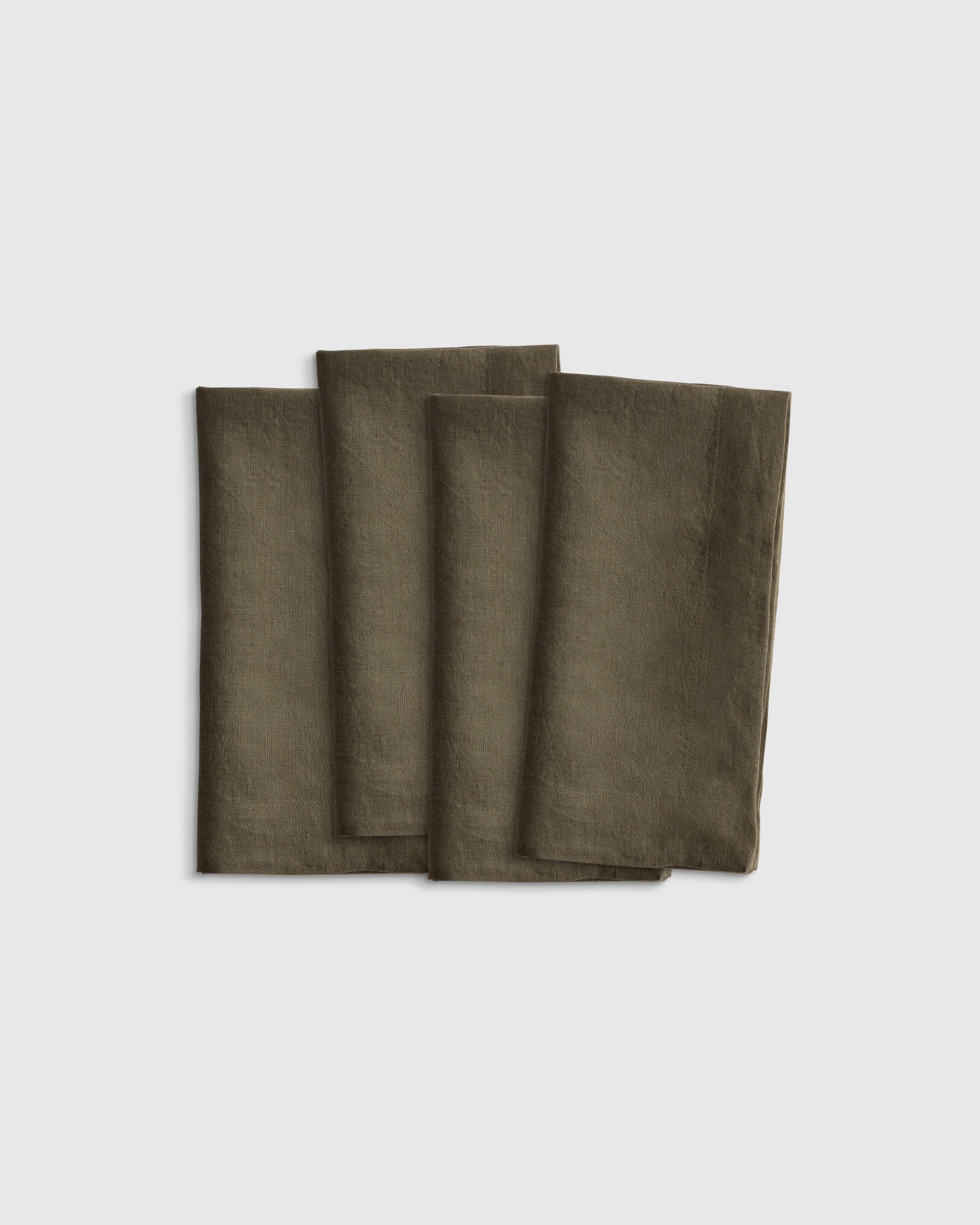 Dusty Olive European Linen Wide-Hem Napkins (Set of 4)