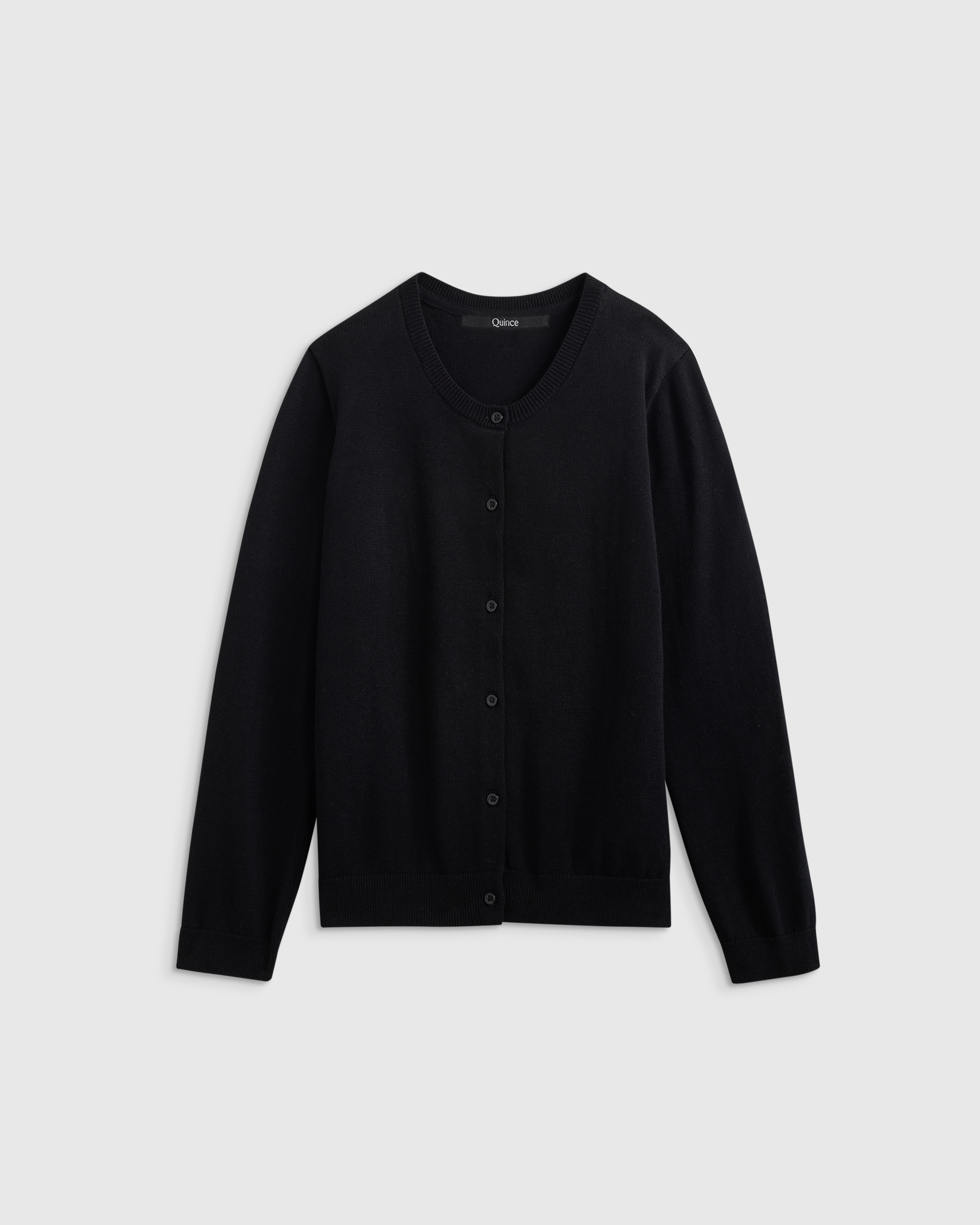 Black 100% Organic Cotton Crewneck Cardigan 